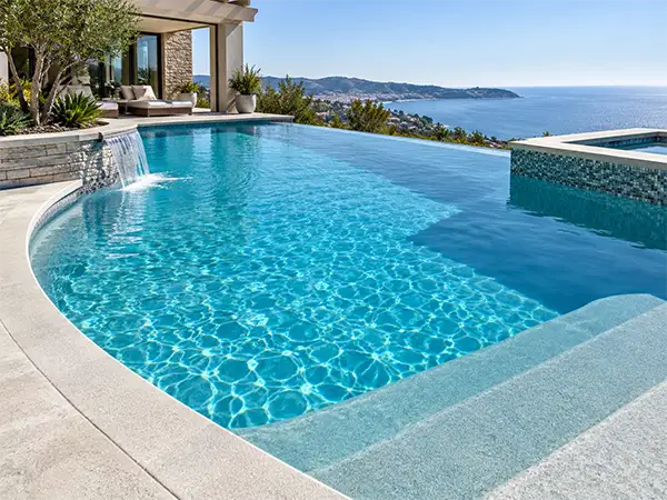 Concrete swimming pool finished with an ecoFINISH aquaBRIGHT surface