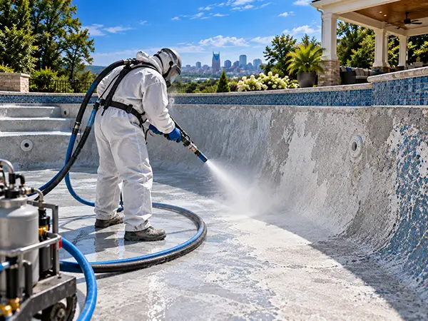 Pool Surface Preparation & Coating Removal in Nashville, TN Professional pool surface preparation and coating removal in Nashville, Tennessee